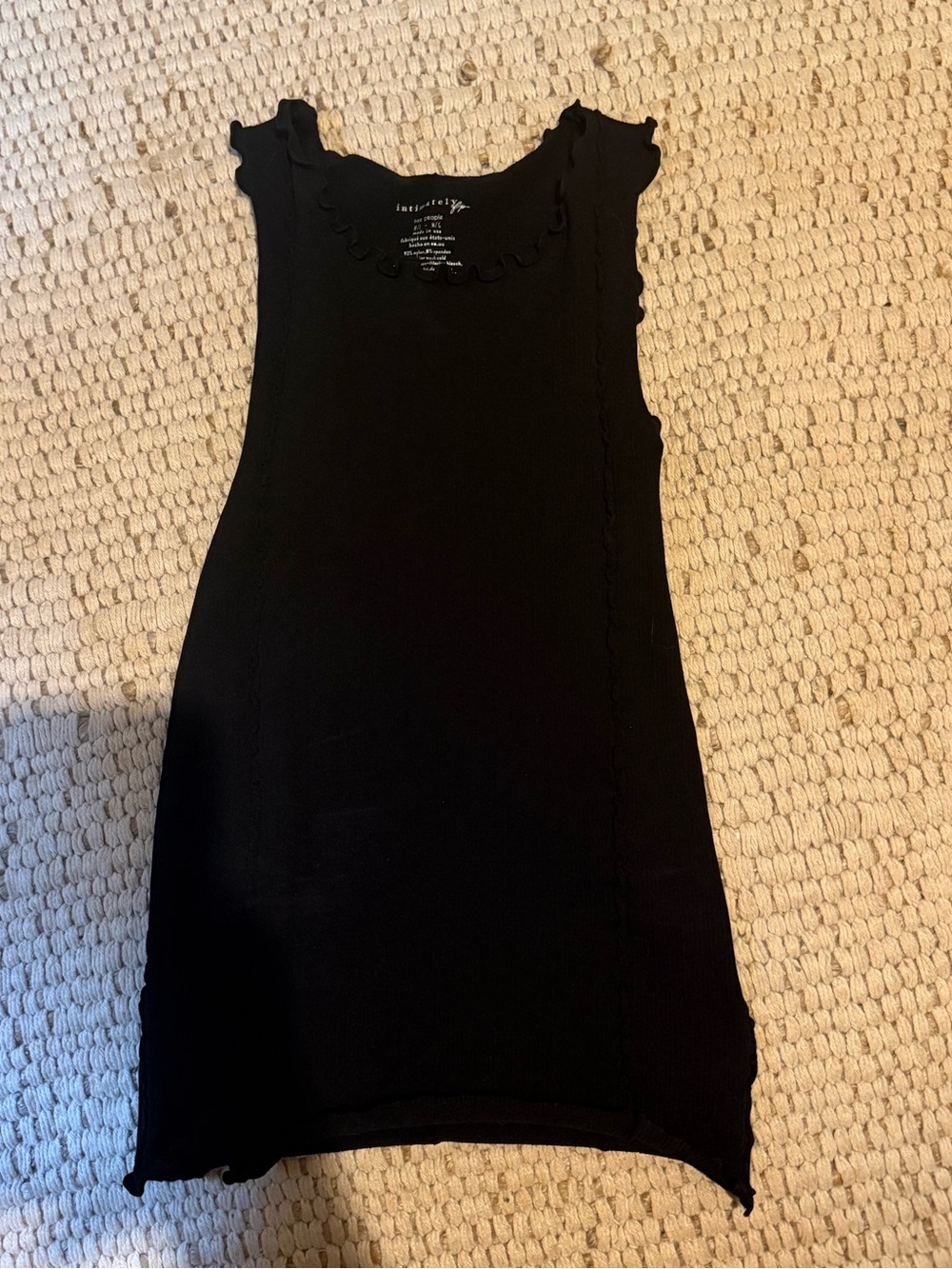 Free People Black Ribbed Tank with Lettuce Edge
